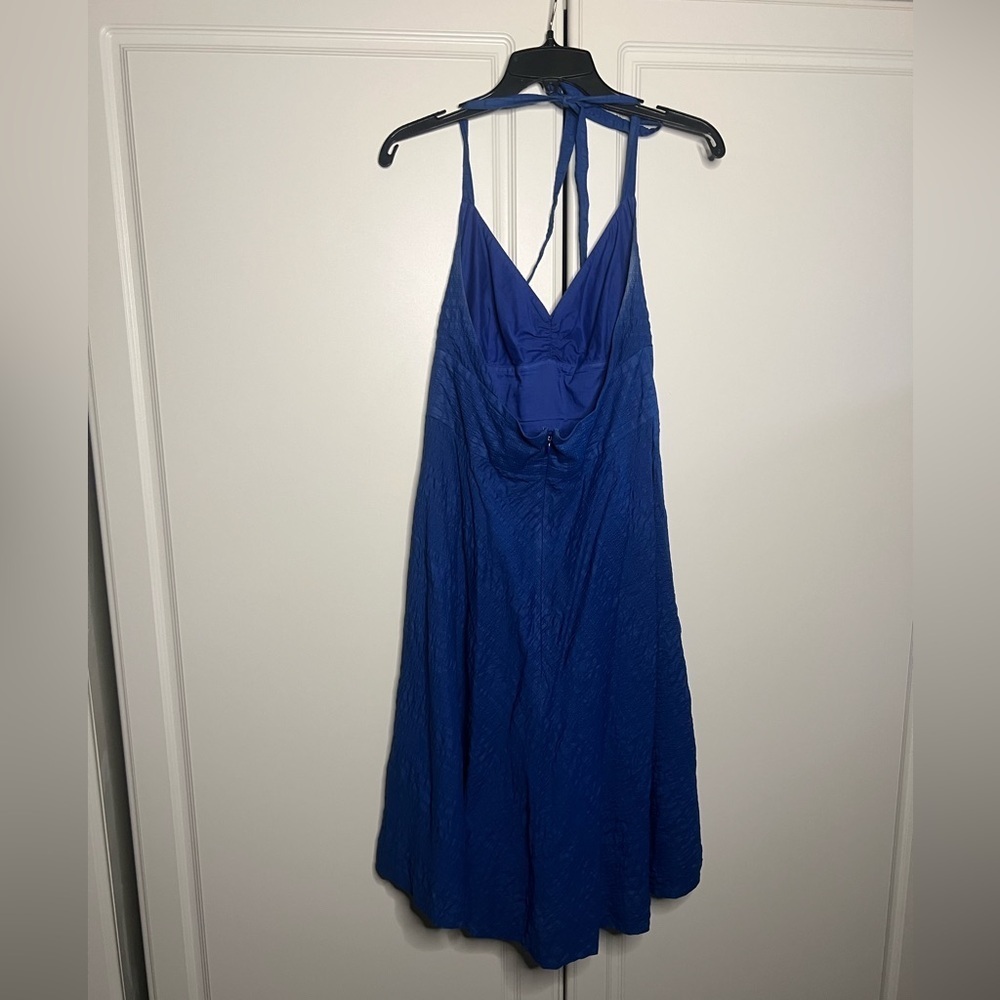 J.Crew 2008 Vintage Cobalt Blue 100% Cotton Halter Midi Dress - Picture 8 of 10
